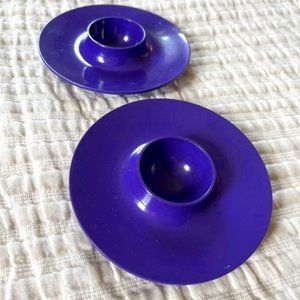 Set of Two Flying Saucer Rosti Denmark Egg Cups - Purple